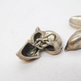 Pair of Sterling Silver Dolphin Form Gents Cufflinks Vintage c1970s