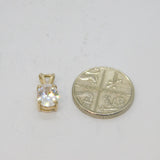 Sterling Silver Cubic Zirconia Minimalist Solitaire Charm Pendant Vintage c1990