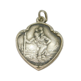 Sterling Silver Scenic St Christopher Travel Charm Pendant Vintage c1970