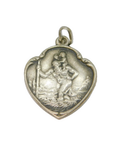 Sterling Silver Scenic St Christopher Travel Charm Pendant Vintage c1970