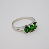 Sterling Silver Triple Oval Green Tourmaline Dress Ring Vintage c1970 Size O