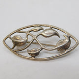 Sterling Silver Floral Pattern Brooch Pin Vintage c1970s