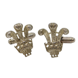 Pair of Sterling Silver Prince of Wales Feathers Gents Cufflinks Vintage c1970