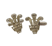 Pair of Sterling Silver Prince of Wales Feathers Gents Cufflinks Vintage c1970