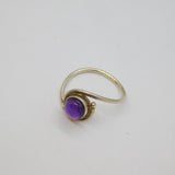 Sterling Silver Cabochon Amethyst Twist Front Studio Ring Vintage c1970 Size O