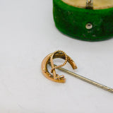 Edwardian 9ct Yellow Gold Lucky Horseshoe Stick Pin Antique c1910