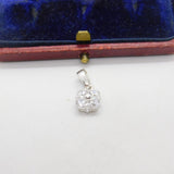 Sterling Silver Diamond Paste Flower Charm Pendant Vintage c1970