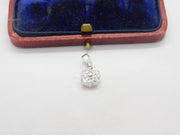 Sterling Silver Diamond Paste Flower Charm Pendant Vintage c1970