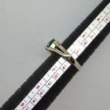 Sterling Silver Dark Green Vitrail Crystal Split Dress Ring Vintage c1970 Size M