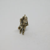 Sterling Silver Skiier Skiing Charm Pendant Vintage c1970