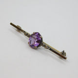 Sterling Silver Amethyst Art Deco Style Brooch Pin Vintage c1970's
