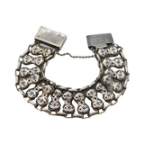 Early-Victorian Sterling Silver Floral Chain Link Bracelet Antique c1840s