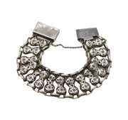 Early-Victorian Sterling Silver Floral Chain Link Bracelet Antique c1840s