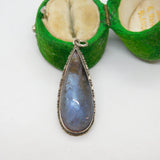 Sterling Silver Morpho Butterfly Wing Set Drop Pendant Antique c1920 Art Deco