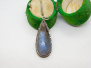 Sterling Silver Morpho Butterfly Wing Set Drop Pendant Antique c1920 Art Deco