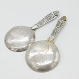 Victorian Danish .830 Silver Religious Detail Anointing Spoons Antique 1887