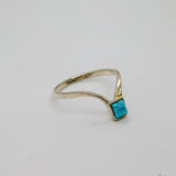 Sterling Silver Turquoise Set Wishbone Form Band Dress Ring Modern c1990 Size O