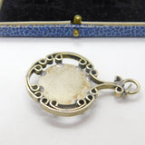 Delft Dutch Windmill Scene & White Metal Drop Pendant Antique c1920 Deco