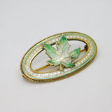 Sterling Silver Gilt Richard Hemsley Enamel Maple Leaf Form Brooch Antique c1910