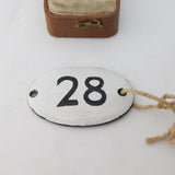 Victorian Enamel 'No. 28' Plaque Label Antique c1900