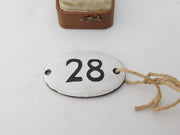 Victorian Enamel 'No. 28' Plaque Label Antique c1900