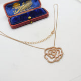 Rose Gold on Sterling Silver Diamond Paste Set Flower Pendant Necklace