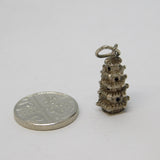 Sterling Silver Oriental Temple Charm Pendant Vintage c1970
