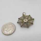 Sterling Silver Spider in the Web Charm Pendant Vintage c1970