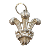 Sterling Silver Prince of Wales Feathers Charm Pendant Vintage c1970s