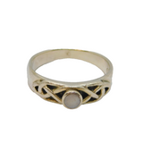 Sterling Silver Mother Of Pearl Celtic Pattern BandRing Vintage c1970 Size L 1/2