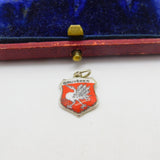 Sterling Silver and Enamel Gruyeres Travel Shield Charm Pendant Vintage c1970