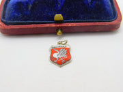 Sterling Silver and Enamel Gruyeres Travel Shield Charm Pendant Vintage c1970