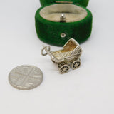 Sterling Silver Baby in the Pram Charm Pendant Vintage c1970