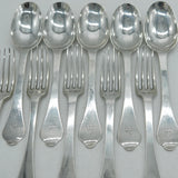 Pierre Harache William III Sterling Silver Set of Dog Nose Spoons & Forks 1694