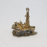 Sterling Silver Deep Sea Oil Well Charm Pendant Vintage c1970s