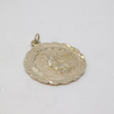 Sterling Silver Scalloped Edge St Christopher Travel Charm Pendant Vintage c1970