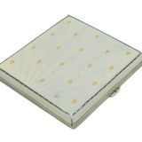 Sterling Silver White-Gold Enamel Fleur-de-Lis Cigarette Case Antique Birmingham