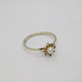 Sterling Silver Pearl & Flower Design Dress Band Ring Vintage c1970 Size N