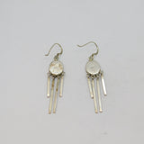 Pair of Sterling Silver Oval Shell Chandelier Style Drop Earrings Vintage c1990