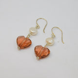 Pair of Sterling Silver Pearl & Pink Crystal Drop Earrings Contemporary c2015