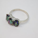 Sterling Silver Triple Oval Mystic Sapphire Dress Ring Vintage c1970 Size O 1/2