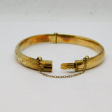 Gold On Sterling Silver Floral Pattern Bangle Bracelet Modern 1989 Birmingham