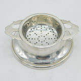Sterling Silver Tea Strainer on Bowl Antique 1937 Birmingham Art Deco