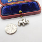 Sterling Silver Trunk Up Good Luck Elephant Charm Pendant Vintage c1970