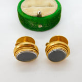 Victorian Pair of Pinchbeck Locket Form Dress Buttons Antique c1860