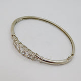 Sterling Silver Graduating CZ Hinged Cuff Bangle Bracelet Modern c1990