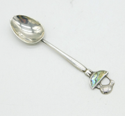 20th Century New Zealand Sterling Silver & Abalone Kiwi Teaspoon Antique