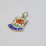Sterling Silver Enamel Shield Wales Souvenir Charm Pendant Vintage c1970