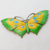 Sterling Silver & Colourful Enamel Butterfly Brooch Pin Antique c1940 Art Deco