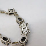 Sterling Silver Swirl Set Onyx Panel Bracelet Vintage c1970 21cm Length